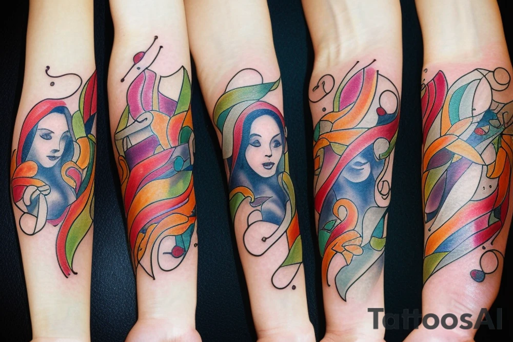 Woman and two sons tattoo idea