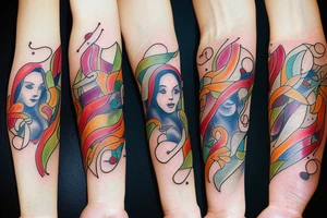 Woman and two sons tattoo idea