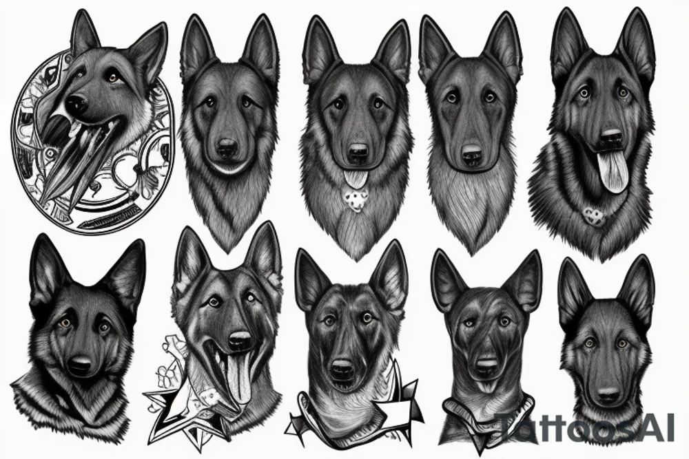 Black German shepherd tattoo idea