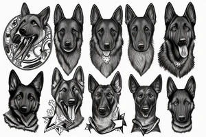 Black German shepherd tattoo idea