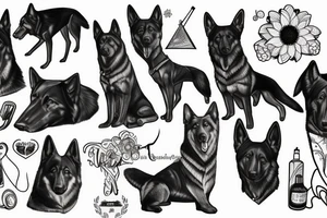 Black German shepherd tattoo idea