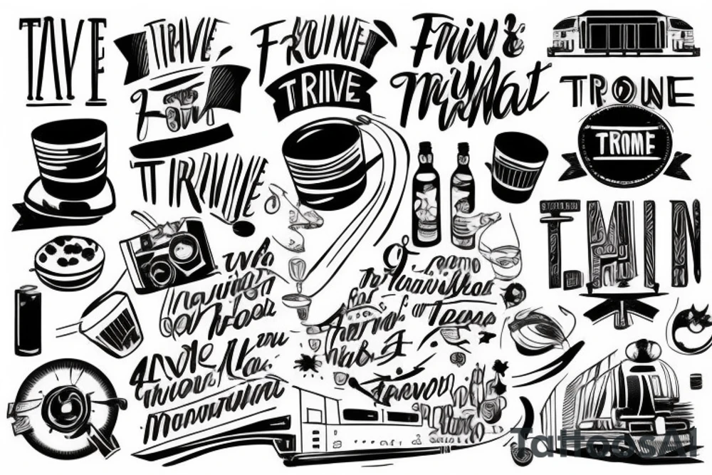 Train travel live for the moment food enjoy life drink friends tattoo idea