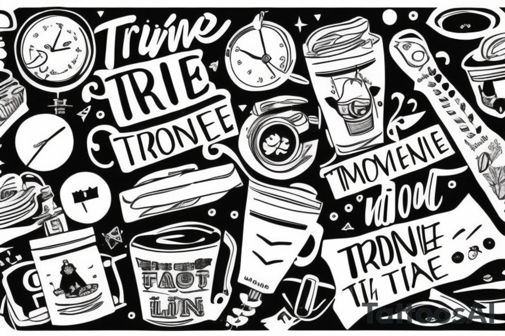 Train travel live for the moment food enjoy life drink friends tattoo idea