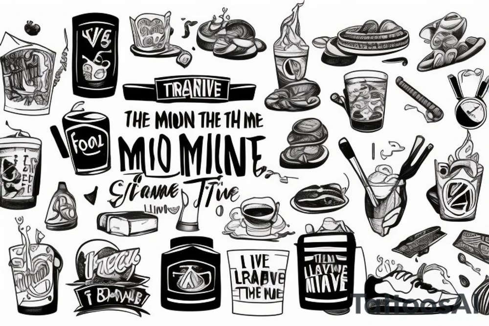 Train travel live for the moment food enjoy life drink friends tattoo idea