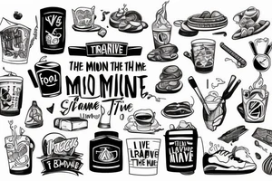Train travel live for the moment food enjoy life drink friends tattoo idea