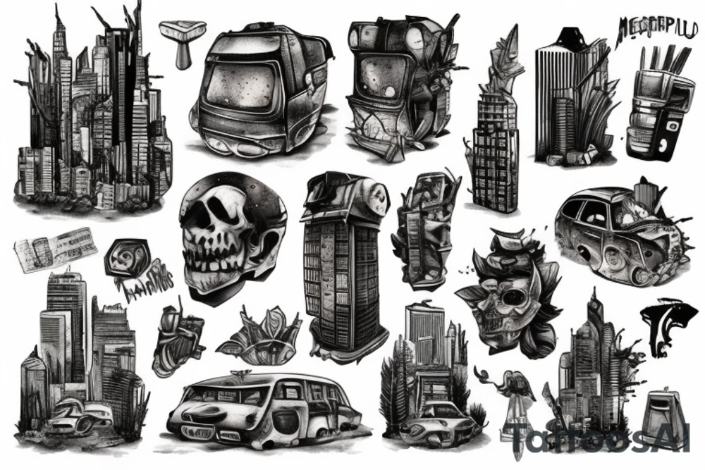 megapolis post-apocalypse tattoo idea
