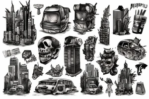 megapolis post-apocalypse tattoo idea
