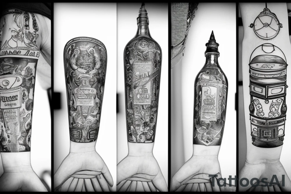 ship in a bottle tattoo idea