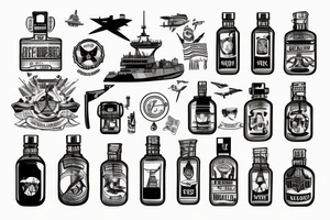 military ship in a bottle tattoo idea