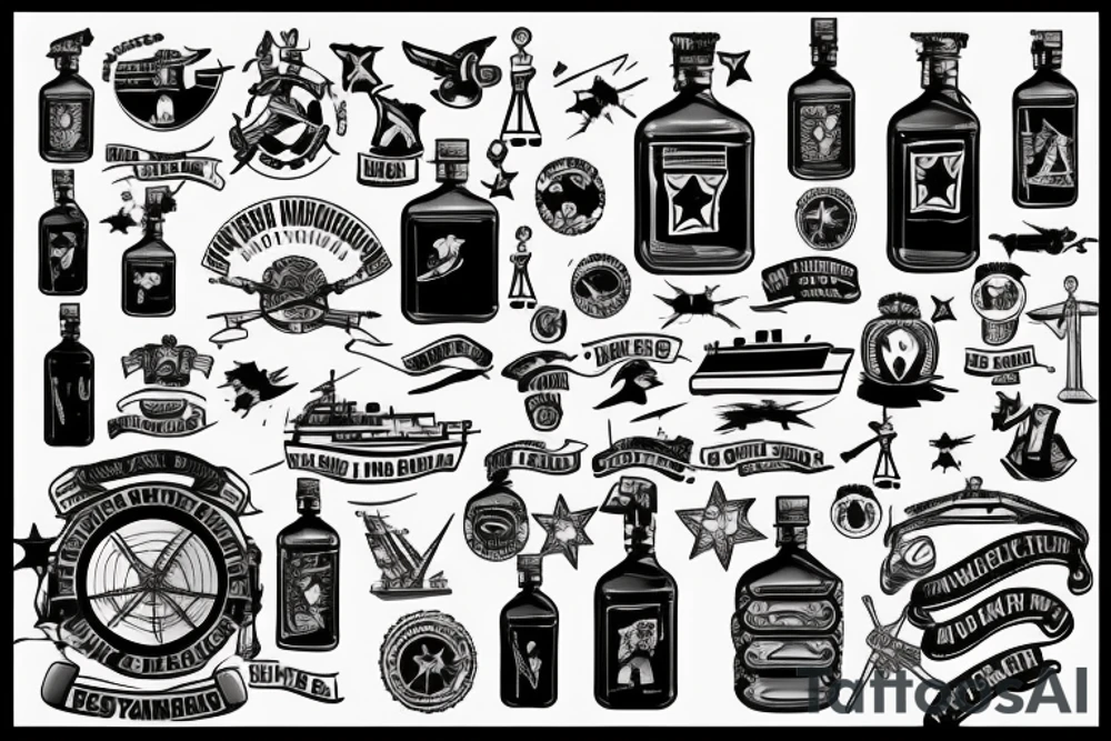 military ship in a bottle tattoo idea