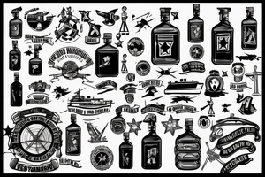 military ship in a bottle tattoo idea