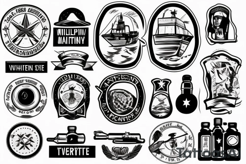 military ship in a bottle tattoo idea