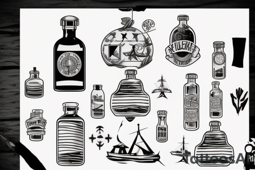 military ship in a bottle tattoo idea