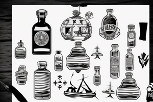 military ship in a bottle tattoo idea