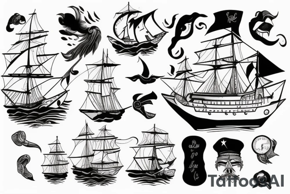 ship on rough seas tattoo idea