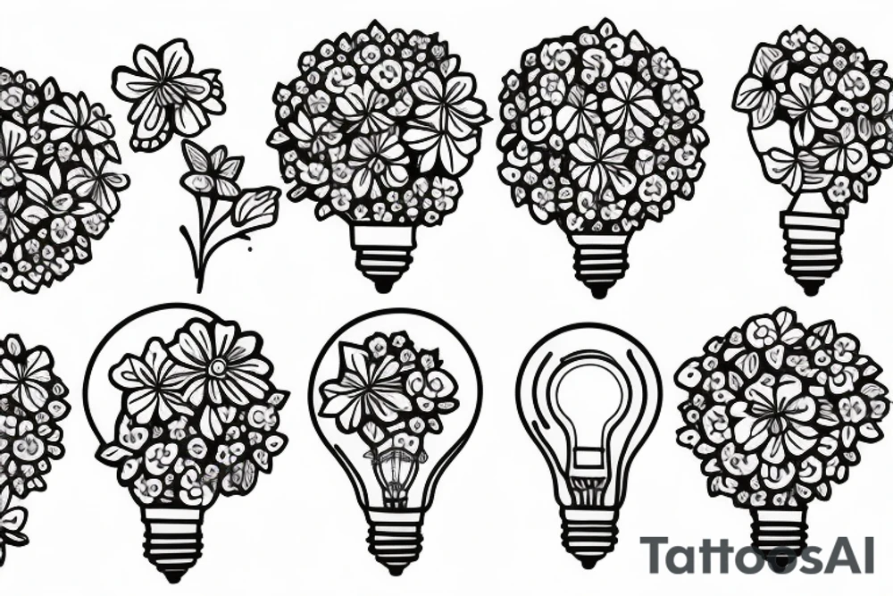 Lightbulb with flowers tattoo idea