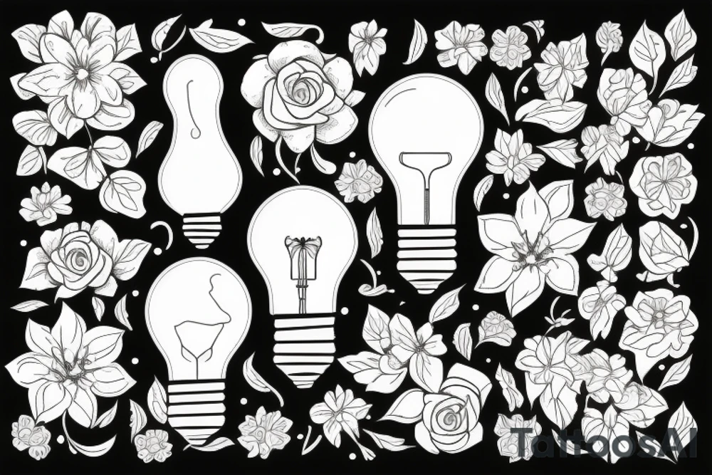 Lightbulb with flowers tattoo idea