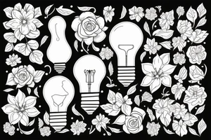 Lightbulb with flowers tattoo idea