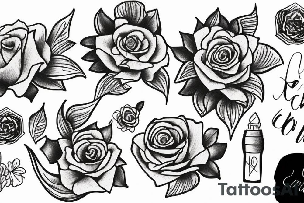 Cadet hat in flowers tattoo idea