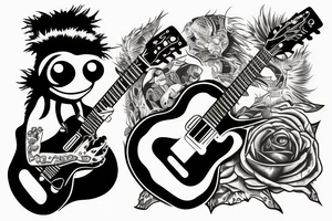 punk frog with a mohawk and a guitar tattoo idea