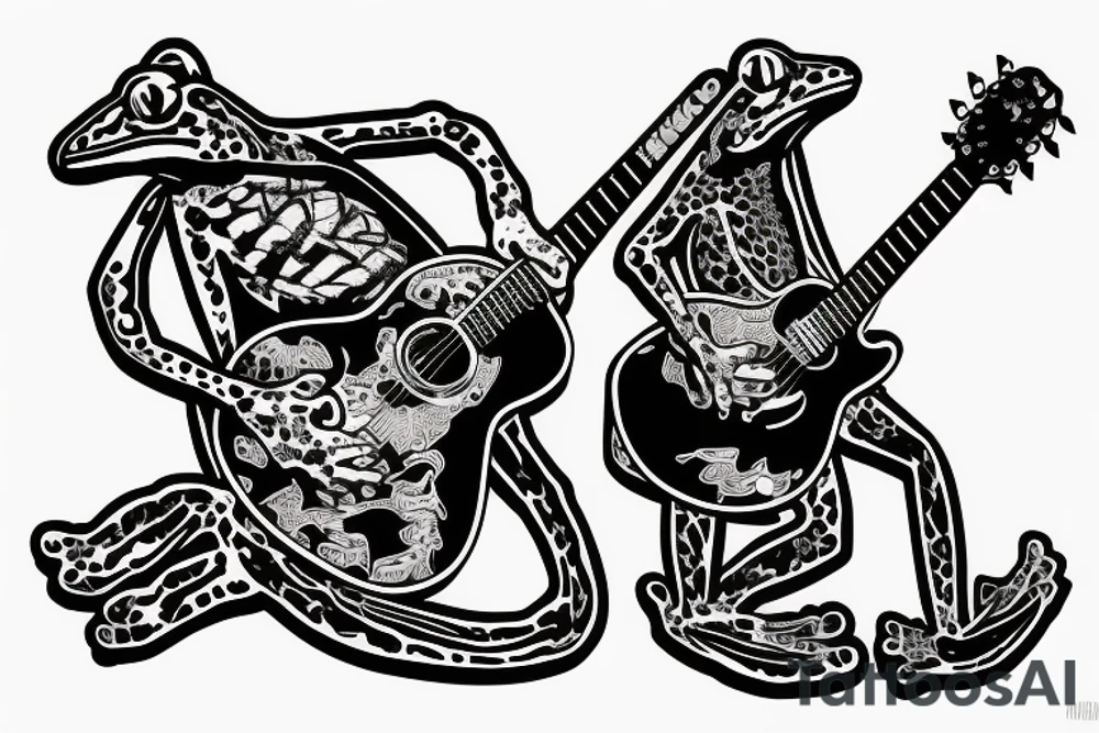 punk frog with a mohawk and a guitar tattoo idea