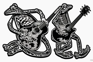 punk frog with a mohawk and a guitar tattoo idea