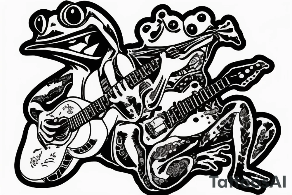 punk frog with a mohawk and a guitar tattoo idea