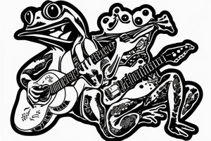 punk frog with a mohawk and a guitar tattoo idea
