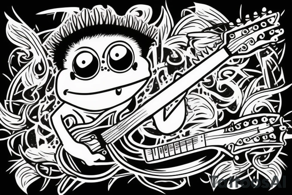 punk frog with a mohawk and a guitar tattoo idea