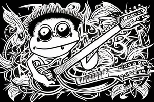 punk frog with a mohawk and a guitar tattoo idea
