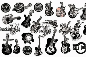 punk frog with a guitar tattoo idea