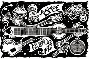 punk frog with a guitar tattoo idea