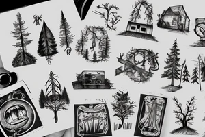 5 cheverons with train tracks and a tree tattoo idea