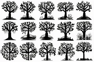 5 cheverons with train tracks and a tree tattoo idea