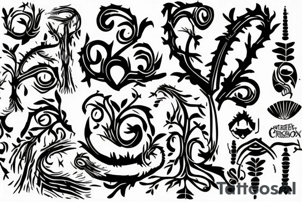 5 cheverons with train tracks and a tree tattoo idea