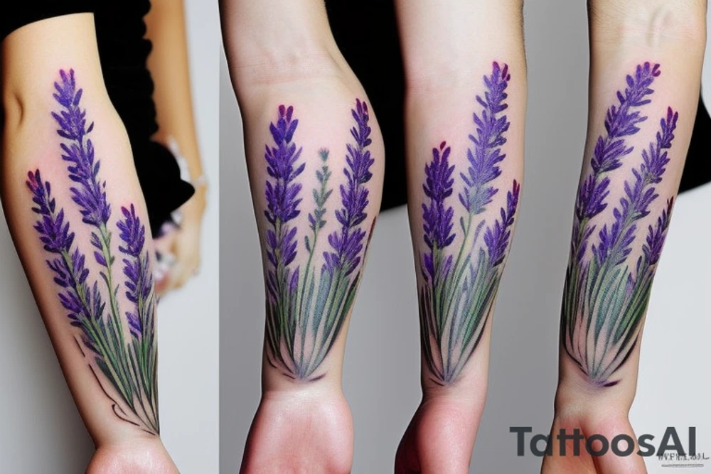 wild flower bouquet with lavender tattoo idea