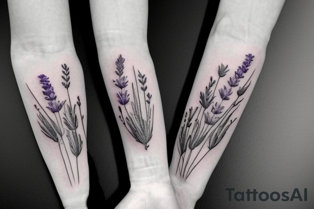 wild flower bouquet with lavender tattoo idea