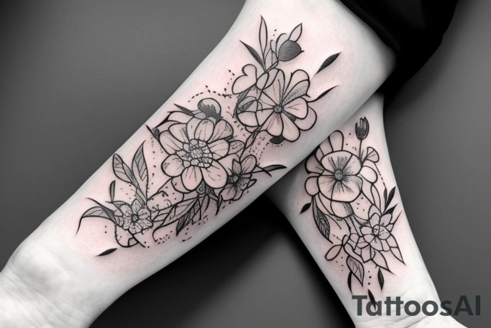 wild flower bouquet tattoo idea