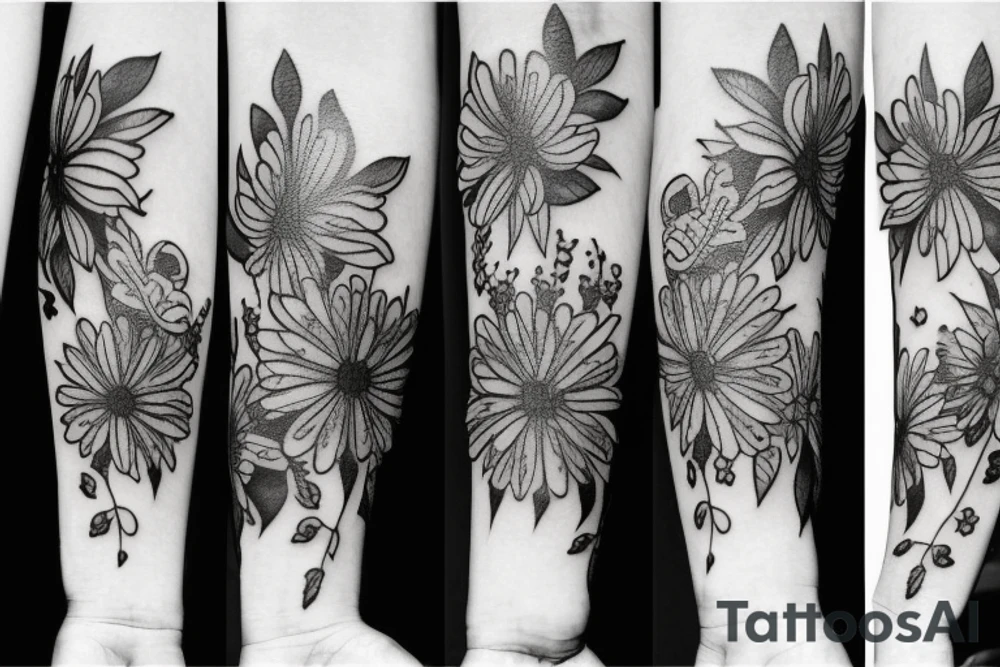 wild flower bouquet tattoo idea