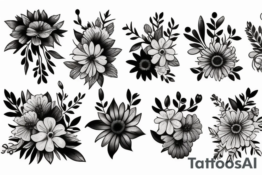bouquet of wild flowers tattoo idea