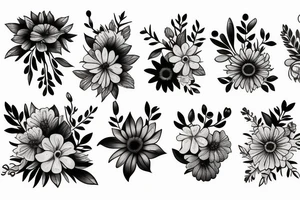 bouquet of wild flowers tattoo idea