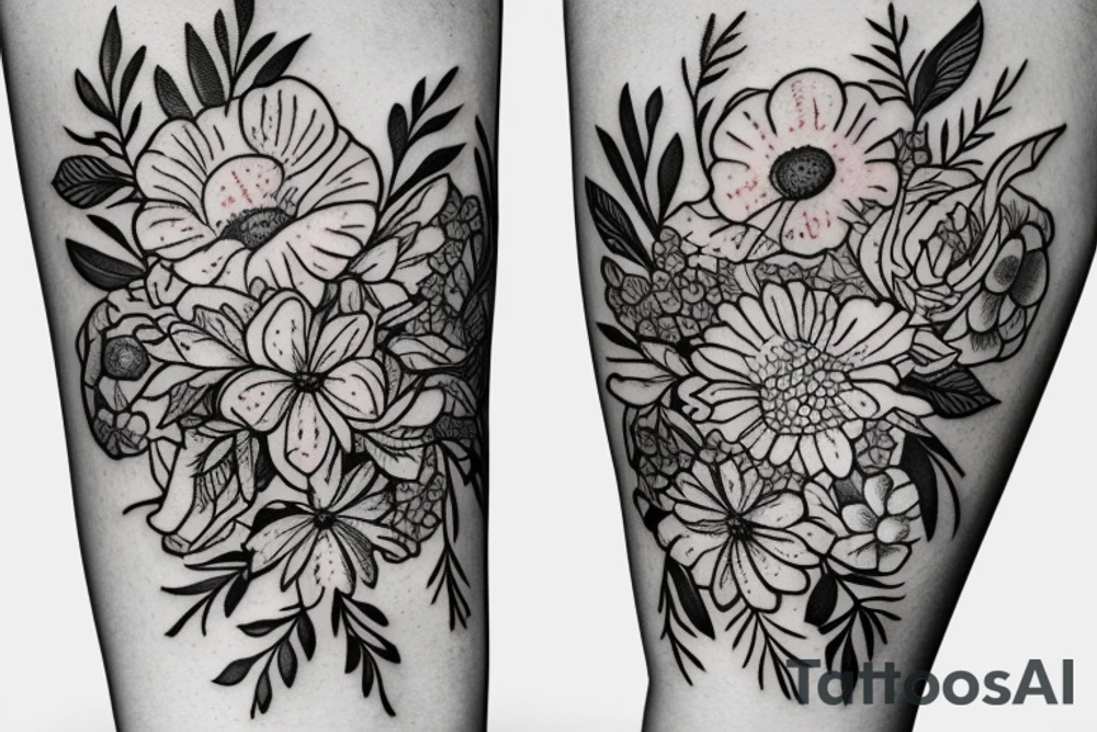 bouquet of wild flowers tattoo idea