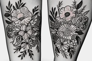 bouquet of wild flowers tattoo idea