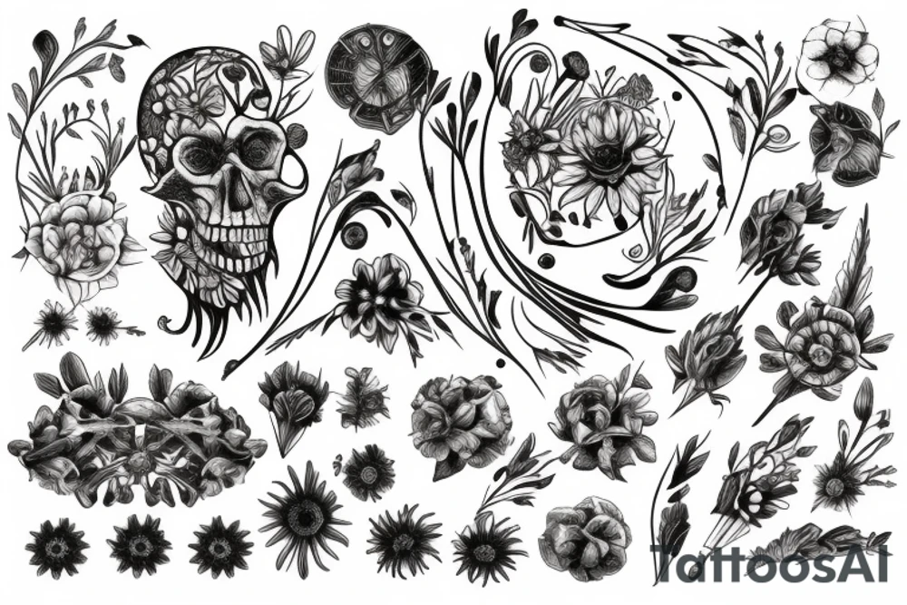 bouquet of wild flowers tattoo idea
