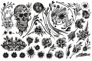 bouquet of wild flowers tattoo idea