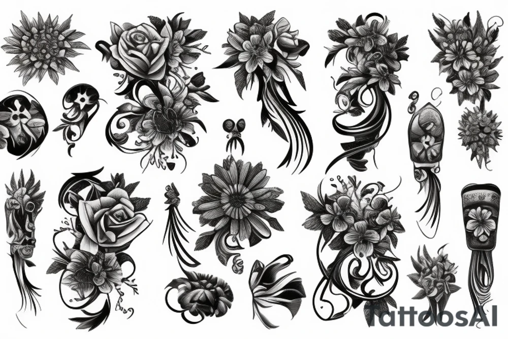 bouquet of wild flowers tattoo idea