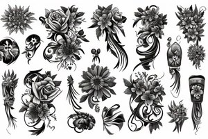 bouquet of wild flowers tattoo idea