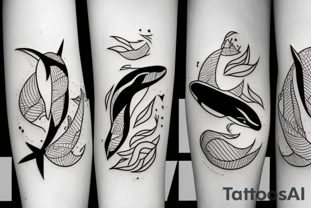 Mother orca with two babies tattoo idea
