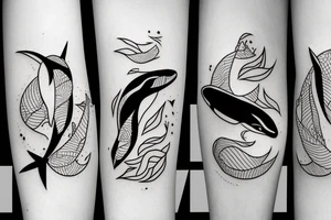 Mother orca with two babies tattoo idea