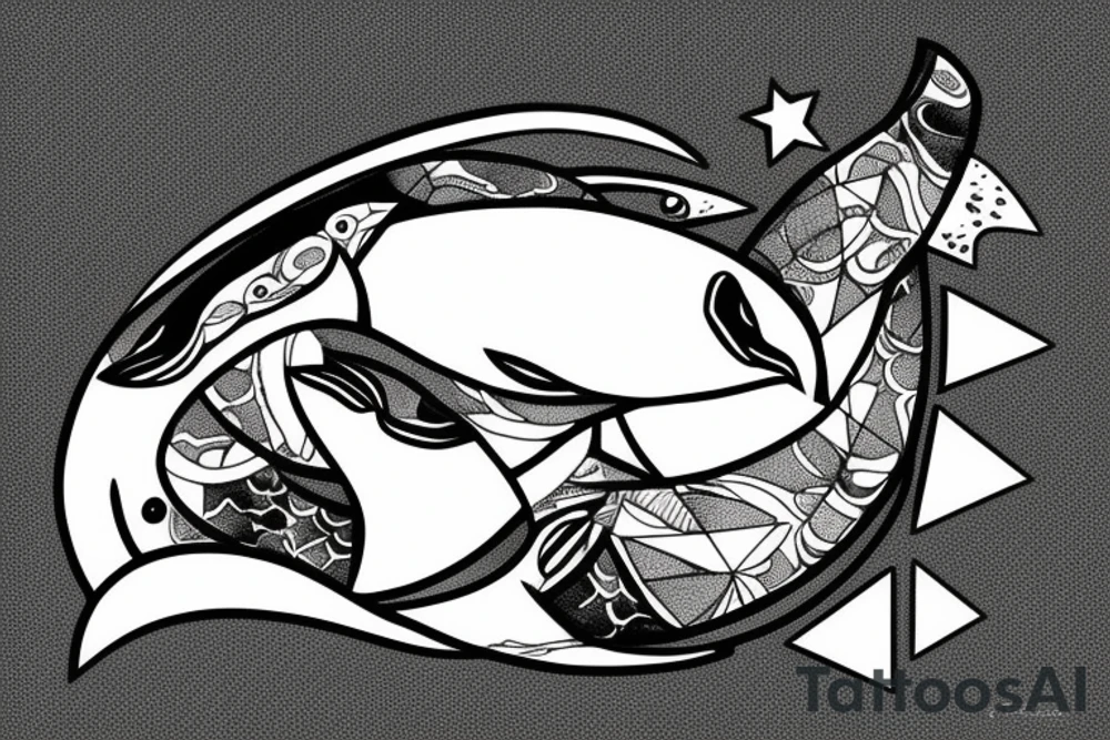 Mother orca with two babies tattoo idea
